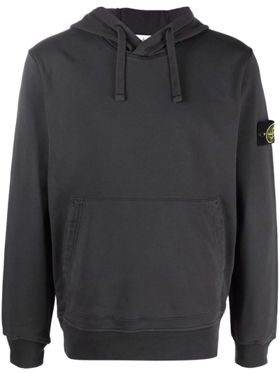 Shop Stone Island Compass Logo-patch Hoodie In Grey