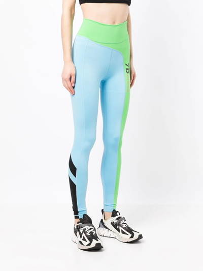 7 Days Active Emmet Panelled Stretch-jersey Leggings In Blue