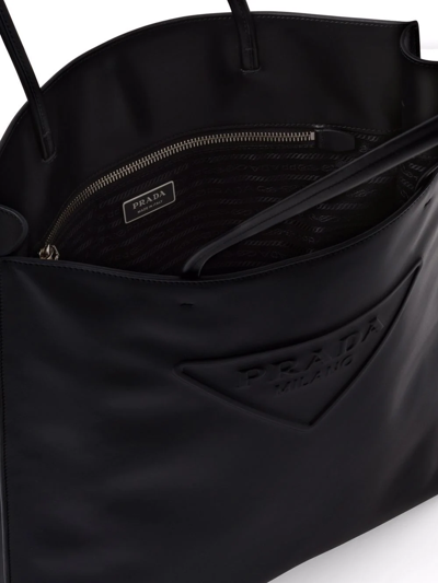 Shop Prada Small Saffiano Leather Tote Bag In Black