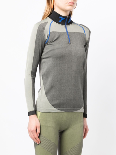 7 Days Active Half-zip Funnel Neck Top In Grey