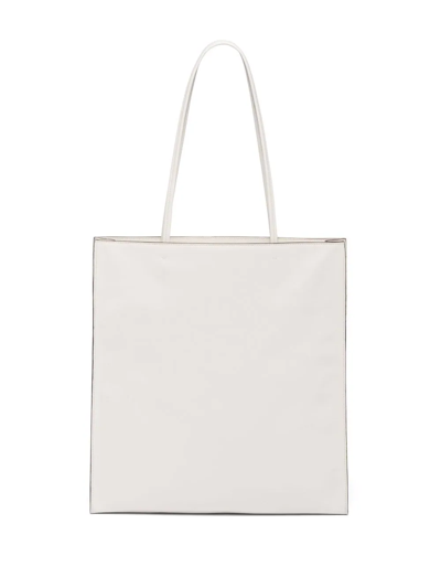 Shop Prada Small Saffiano Leather Tote Bag In White