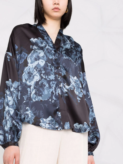 Shop Gold Hawk Floral-print Long-sleeve Shirt In Blue