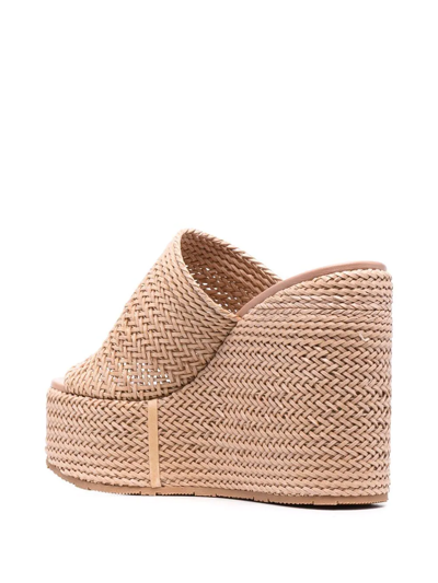 Shop Casadei Twiga 120mm Wedge Mules In Neutrals