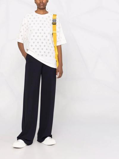 Moncler Broderie Anglaise Round-neck T-shirt In White