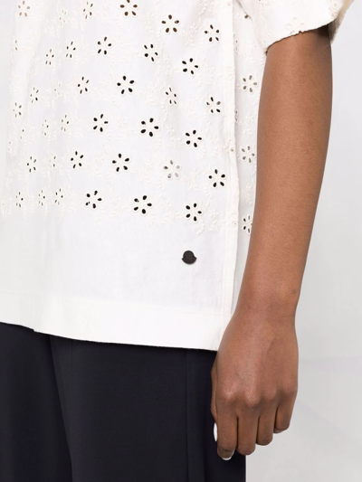 Moncler Broderie Anglaise Round-neck T-shirt In White