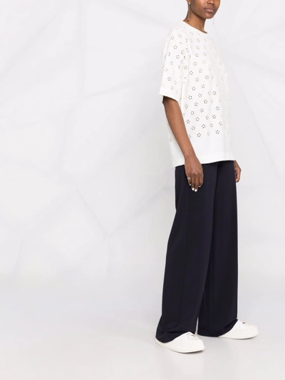 Moncler Broderie Anglaise Round-neck T-shirt In White