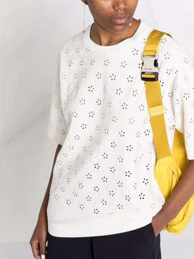 Moncler Broderie Anglaise Round-neck T-shirt In White
