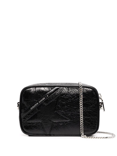 Shop Golden Goose Logo-print Leather Crossbody Bag In Black