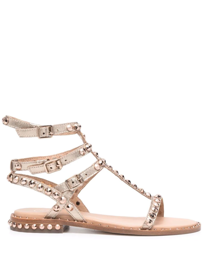 Shop Ash Studded Ankle-length Sandals In Metallic