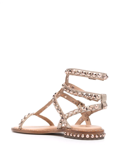 Shop Ash Studded Ankle-length Sandals In Metallic