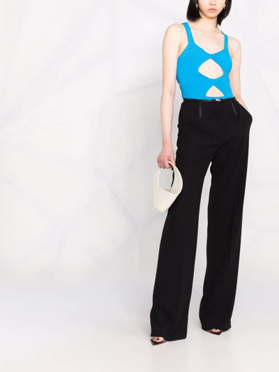 Shop Stella Mccartney Cut-out Knit Bodysuit In Blue