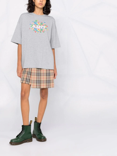 Chiara Ferragni Oversized T-shirt With Elbow-length Sleeves And Print Slogan In Grey