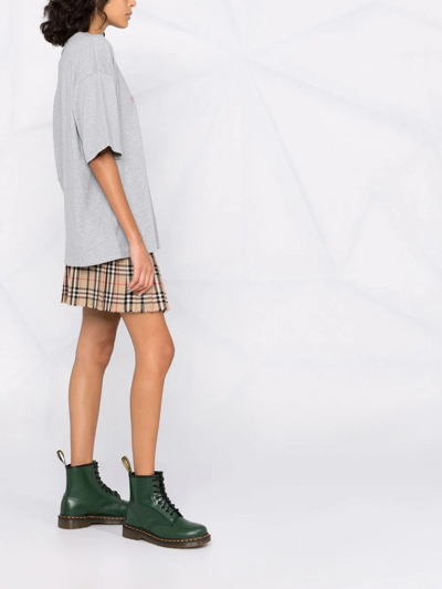 Chiara Ferragni Oversized T-shirt With Elbow-length Sleeves And Print Slogan In Grey