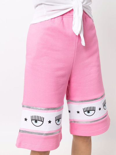 Shop Chiara Ferragni Longline Track Shorts In Pink