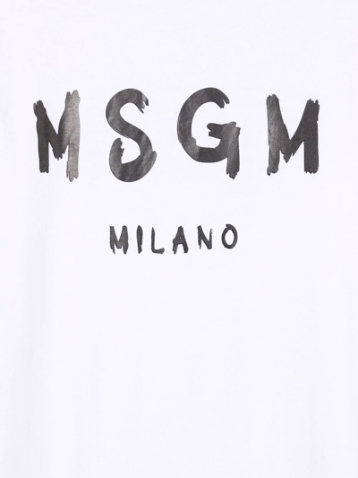 Shop Msgm Teen Logo-print Cotton T-shirt Dress In White
