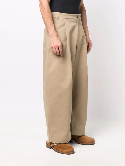 Shop Studio Nicholson Wide-leg High-waisted Trousers In Neutrals