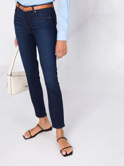 Shop Paige Mid-rise Skinny Jeans In Blue