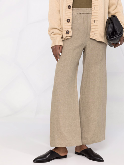 Fabiana Filippi Wide-leg Linen Trousers In Neutrals