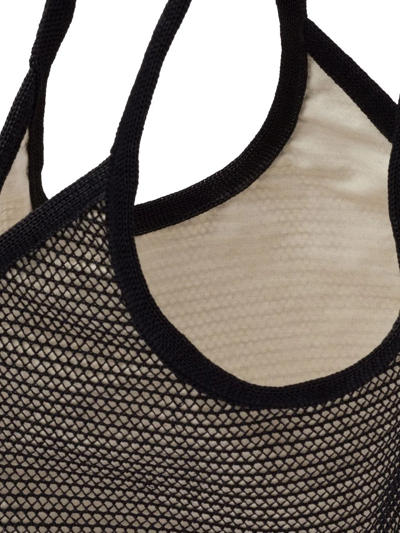 Shop Miu Miu Logo-print Raffia Tote Bag In Black