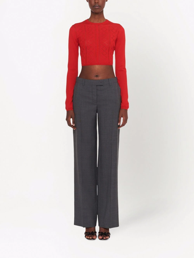 Shop Miu Miu Check-wool Trousers In Grey