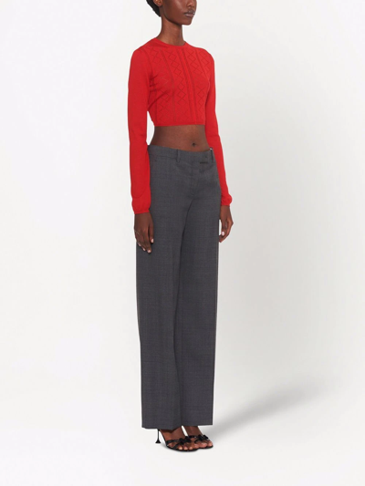 Miu Miu Check-wool Trousers In Grey