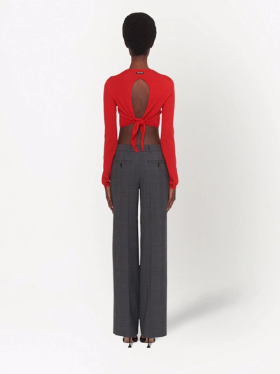 Miu Miu Check-wool Trousers In Grey