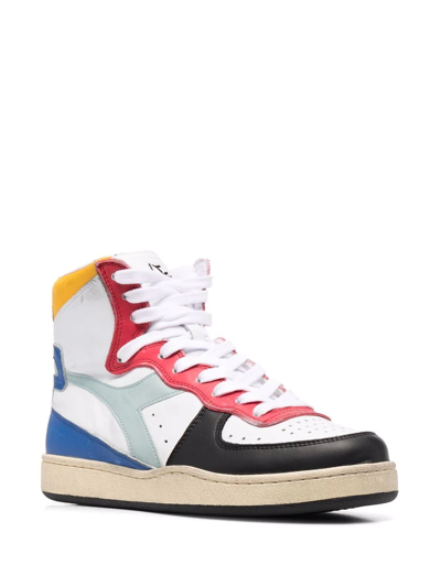 Shop Diadora Panelled High-top Sneakers In White