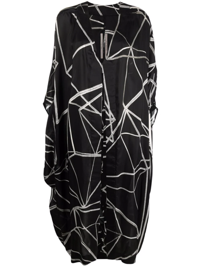 Shop Rick Owens Geometric-print V-neck Coat In Black