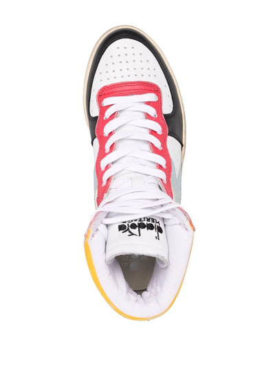 Shop Diadora Panelled High-top Sneakers In White