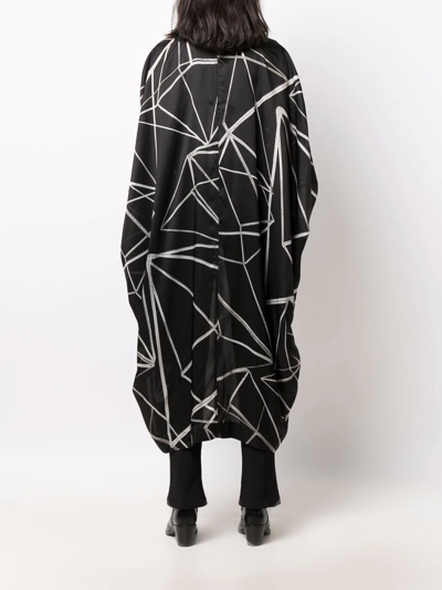 Shop Rick Owens Geometric-print V-neck Coat In Black