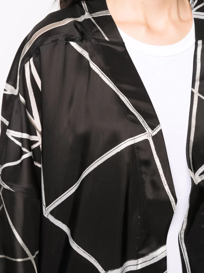 Shop Rick Owens Geometric-print V-neck Coat In Black