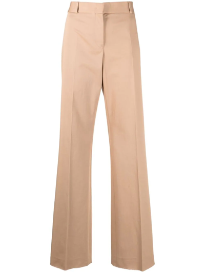 Ferragamo High-waisted Straight-leg Trousers In Neutrals