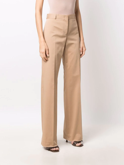 Ferragamo High-waisted Straight-leg Trousers In Neutrals