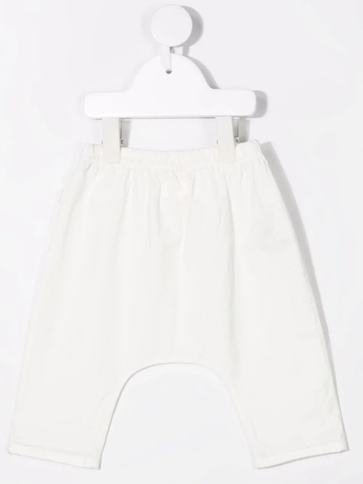 Teddy & Minou Drawstring Cotton Trousers In White