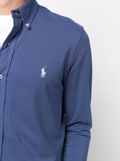 Shop Polo Ralph Lauren Logo-embroidered Cotton Shirt In Blue