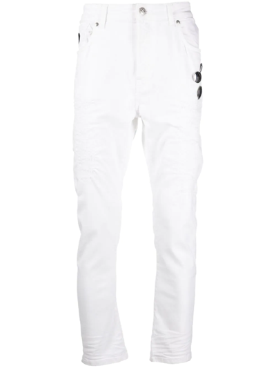 Shop John Richmond Cotton Skinny Jeans In White