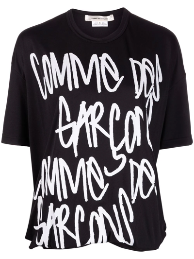 Comme Des Garçons Maxi Logo Print T-shirt In Black