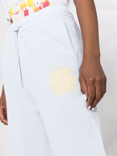 Shop Ganni Isoli Drawstring Track Pants In Blue