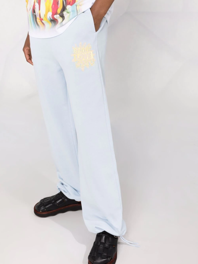 Shop Ganni Isoli Drawstring Track Pants In Blue