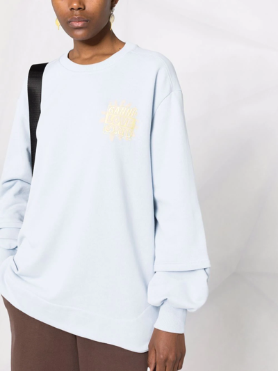 Ganni Isoli Oversized Sweatshirt In Blue