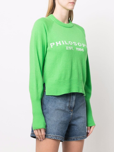 Shop Philosophy Di Lorenzo Serafini Intarsia-knit Logo Jumper In Green
