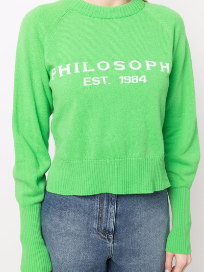 Shop Philosophy Di Lorenzo Serafini Intarsia-knit Logo Jumper In Green