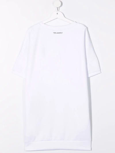 Shop Karl Lagerfeld Teen Logo-print T-shirt Dress In White
