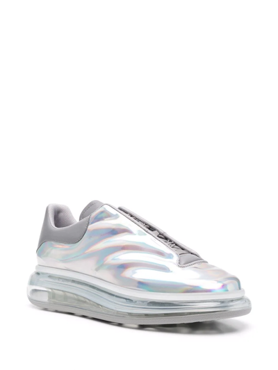 Shop Alexander Mcqueen Metallic-effect Slip-on Sneakers In Grey