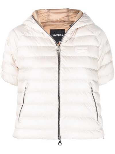 Duvetica Three-quarter Sleeve Puffer Jacket In Neutrals