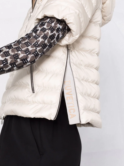 Duvetica Three-quarter Sleeve Puffer Jacket In Neutrals