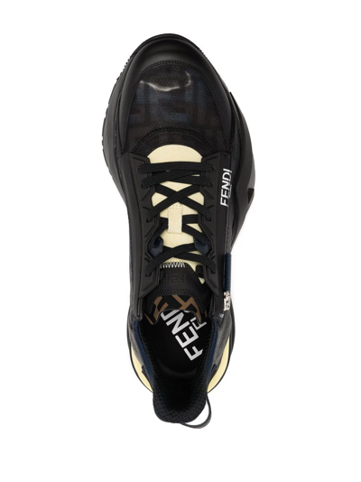 Shop Fendi Logo-print Lace-up Sneakers In Black