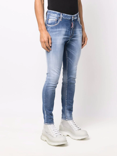Dsquared2 Stonewashed Skinny Jeans In Blue