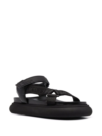 Moncler Catura Womens Leather Open Toe Flatform Sandals In Black