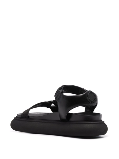 Moncler Catura Womens Leather Open Toe Flatform Sandals In Black
